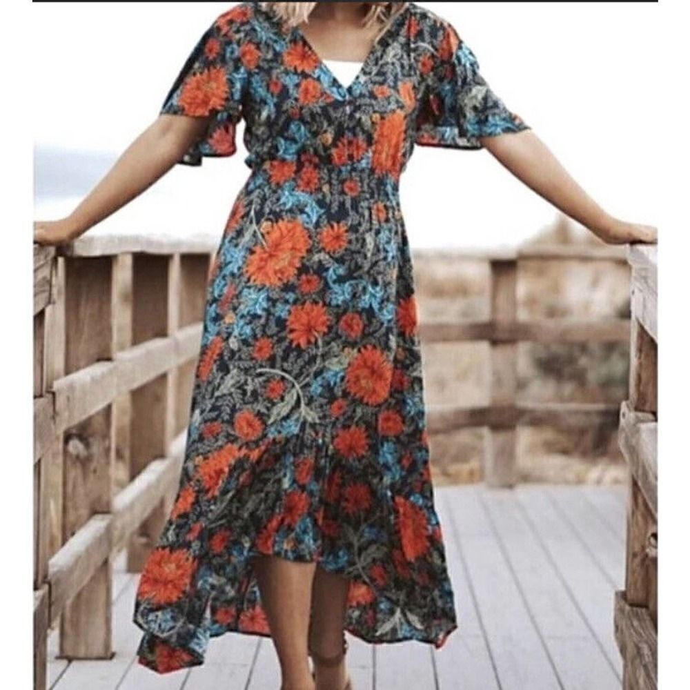 Abel the Label Fantasy Floral Tiered Cottage Core Dress Size XS Vacation Travel